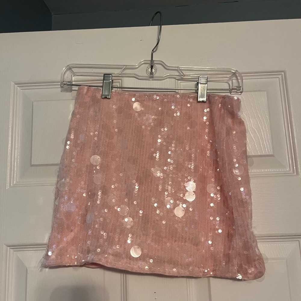 Pink Sequin Mini Skirt